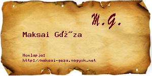 Maksai Géza névjegykártya